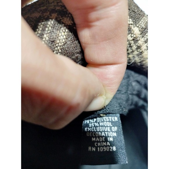 Brown plaid wool blend fedora hat - Picture 7 of 7